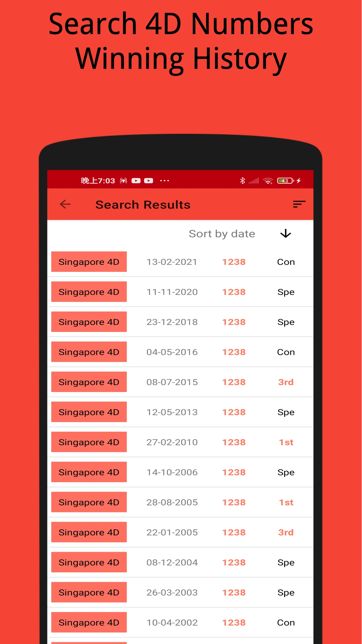 Singapore 4D Result Today screenshot