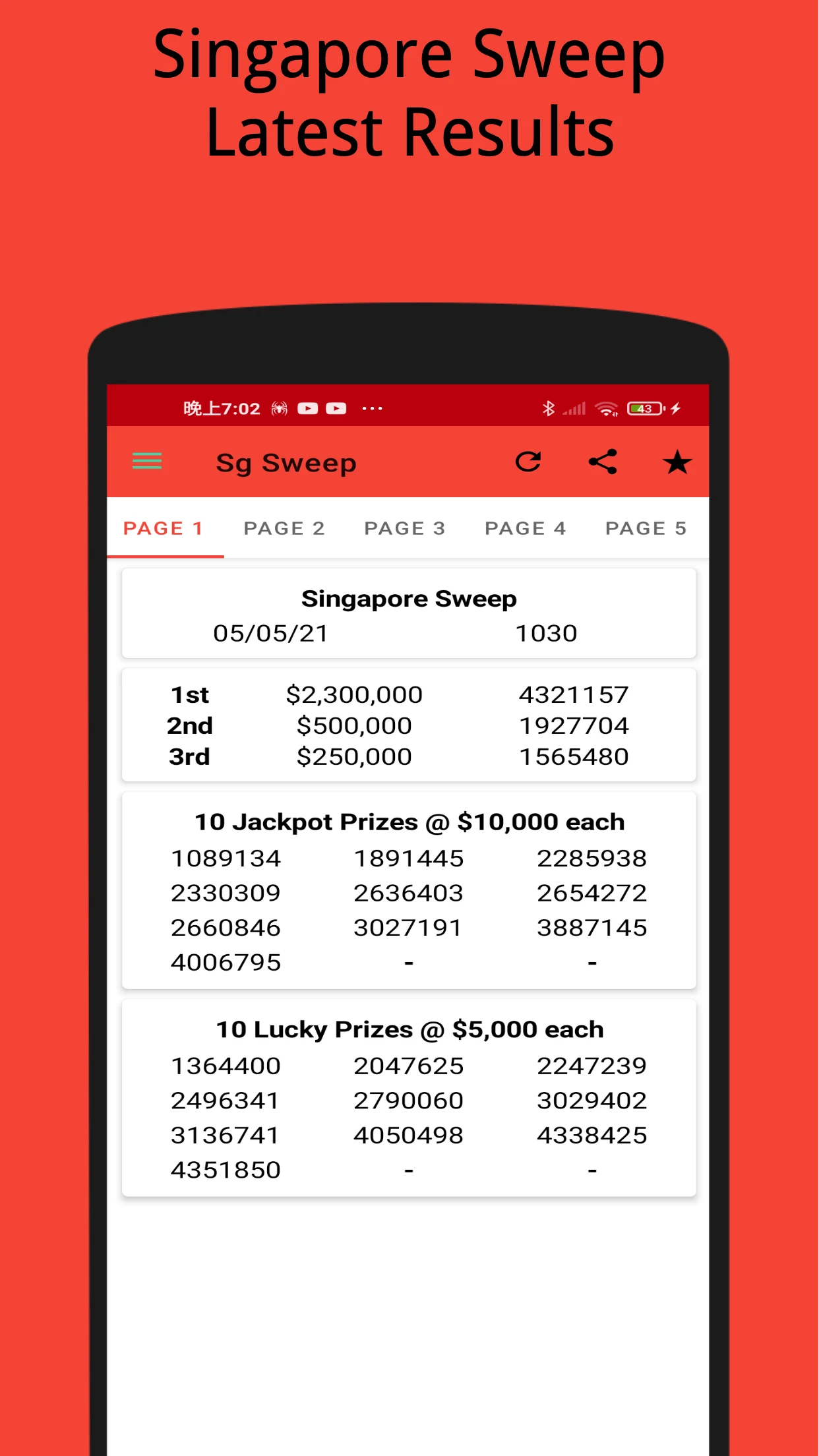 Singapore 4D Result Today screenshot